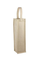 5 ct Jute Blend Single Wine Bottle Tote Bags Laminated Interior by Pack