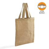 12 ct Wholesale Burlap Bags - Promotional Jute Tote Bags - Pack of 12
