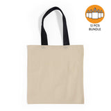 12ct Wholesale Tote Bags With Color Handles 100% Cotton - By Dozen