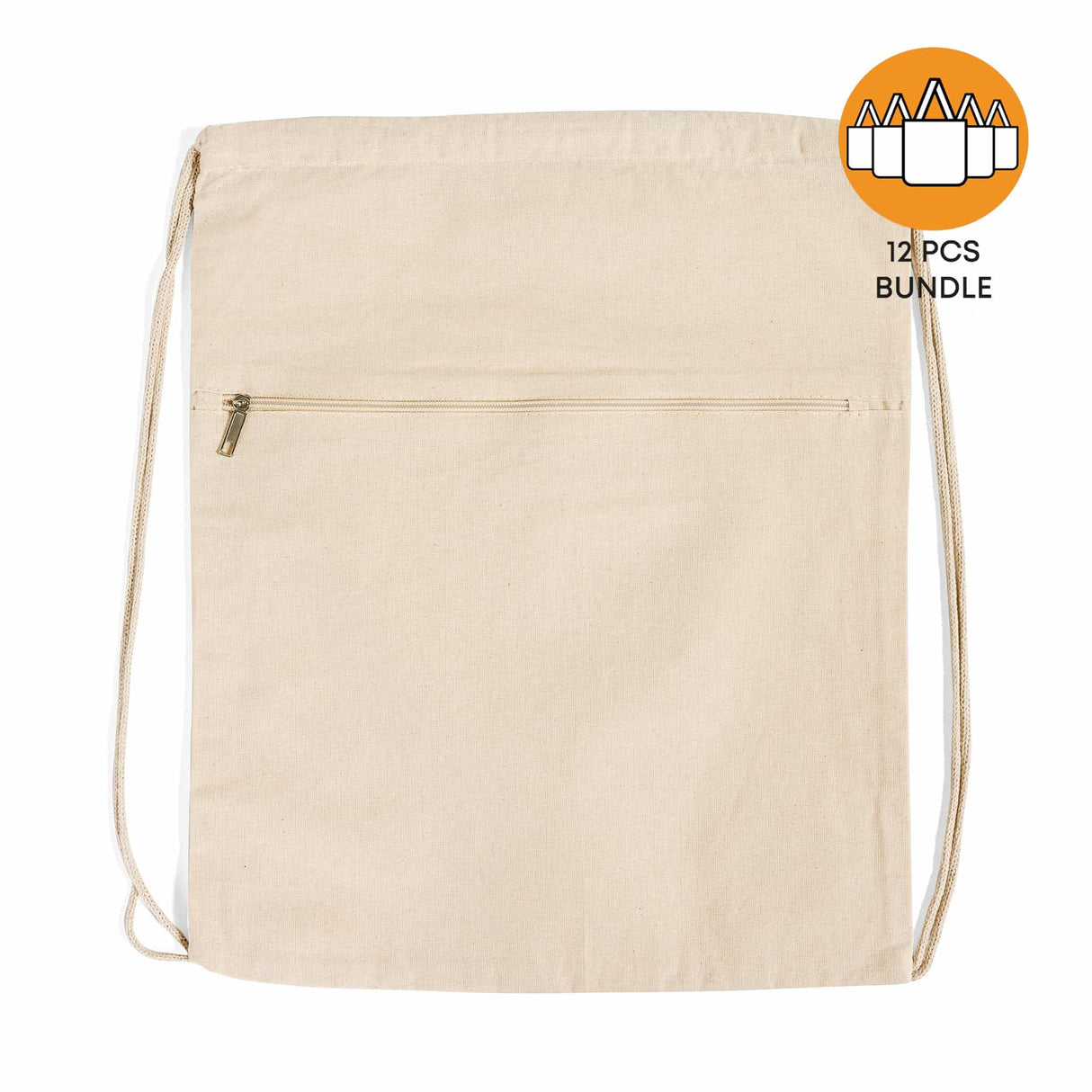 Zippered Canvas Drawstring Bag