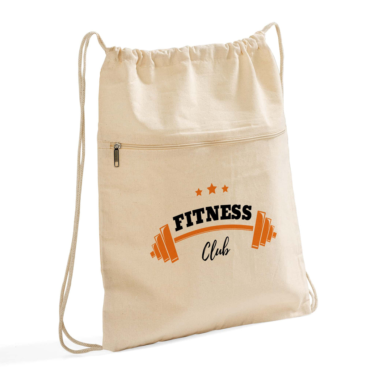 Zippered Cotton Canvas Drawstring Backpack Customized