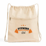 Zippered Cotton Canvas Drawstring Backpack With Logo