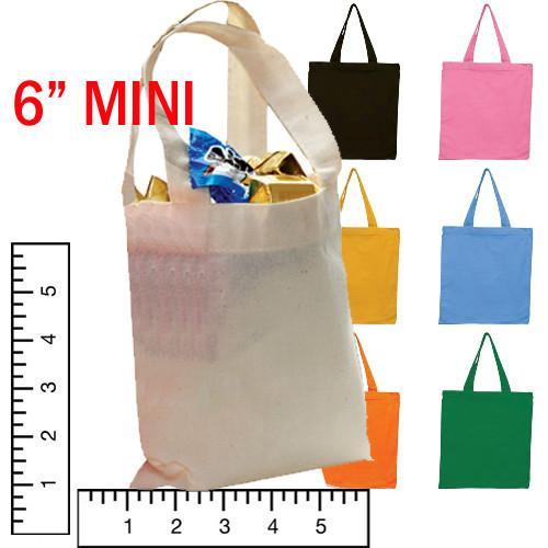 6 in Mini Custom Tote Bags 100% Cotton - Personalized Gift Tote Bags