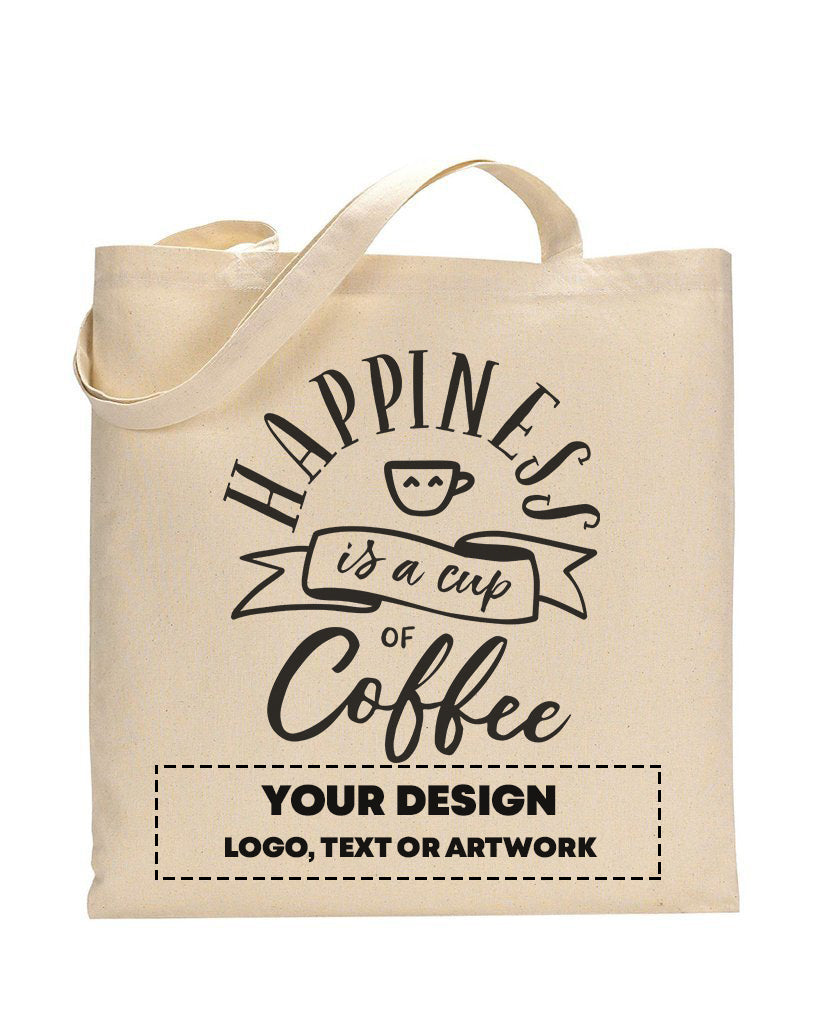 Happiness Is A Cup Of Coffee Design - Coffee Shop Tote Bags