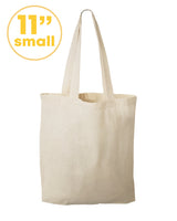 12 ct SMALL Cotton 11" Tote Bag / Favor Gift Bags - By Dozen