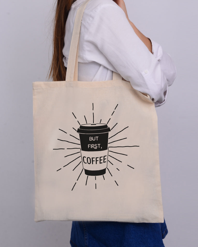 But First Coffee Design - Coffee Shop Tote Bags
