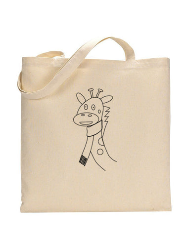 Black Color Giraffe Tote Bag (Basic Level) - Coloring-Painting Bags for Kids