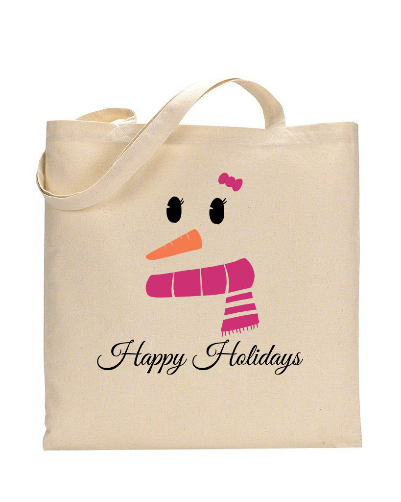 Pink Snowman Merry Christmas Tote Bag - Christmas Bags