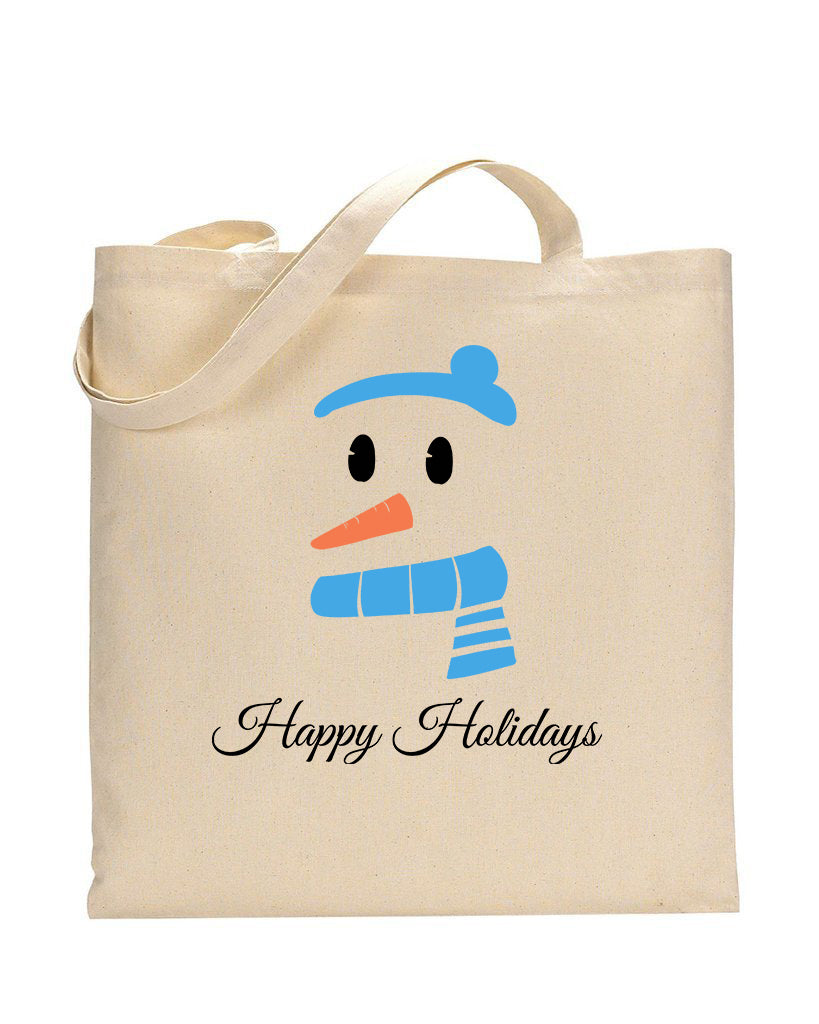 Blue Snowman Merry Christmas Tote Bag - Christmas Bags