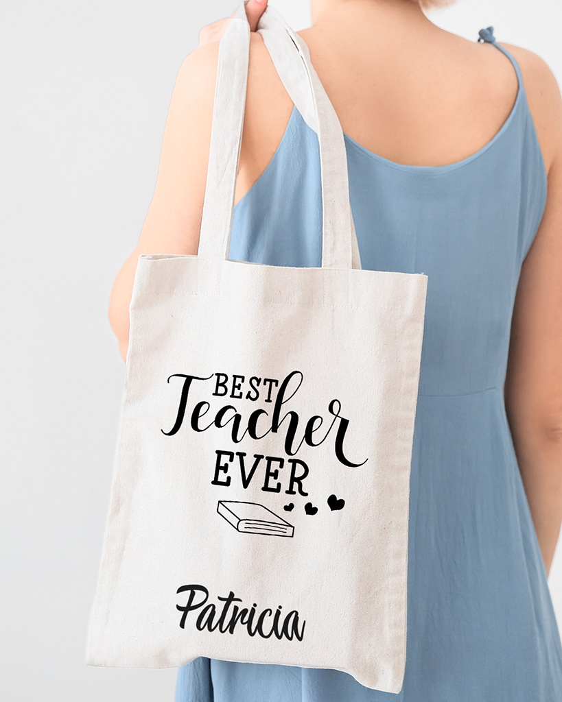 Best Teacher Ever Customizable Tote Bag - Teacher's Tote Bags