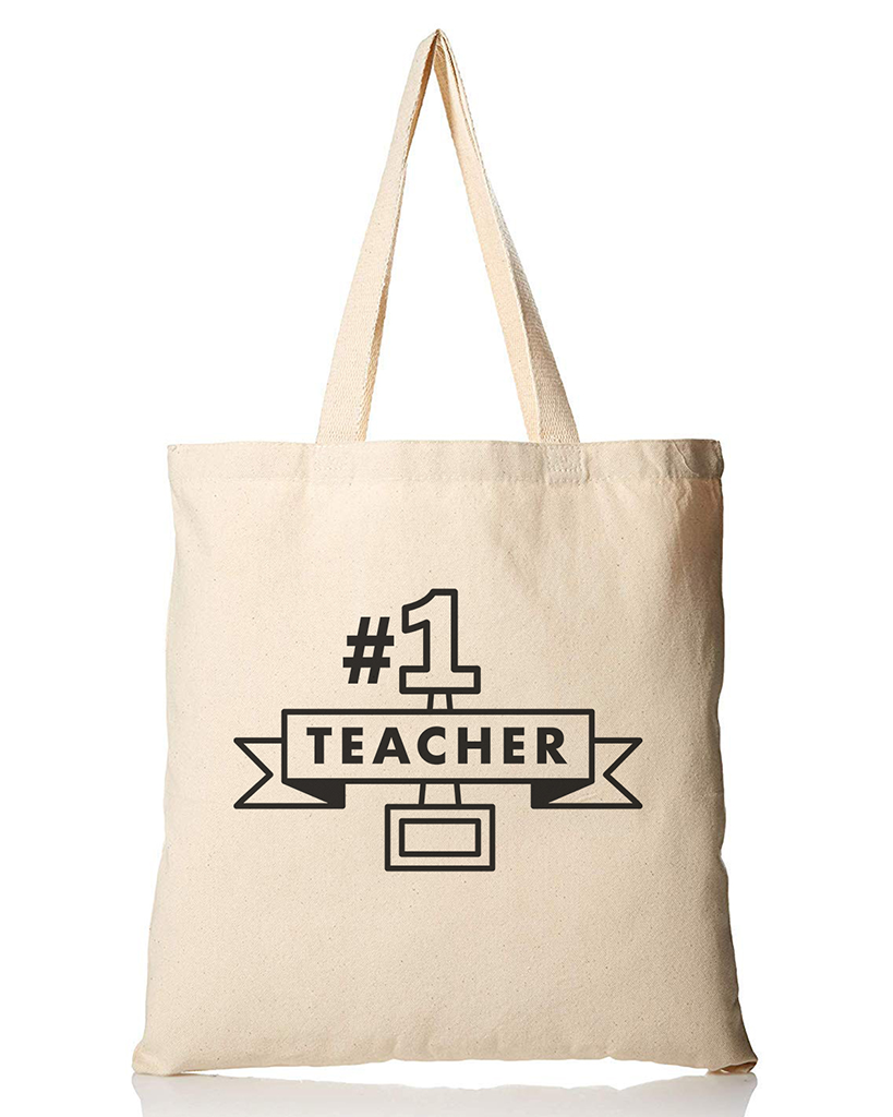 #1 Teacher Customizable Tote Bag - Teacher's Tote Bags