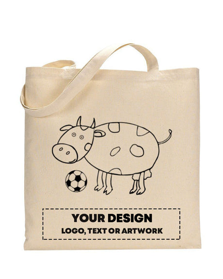 Black Color Baby Cow Tote Bag (Basic Level) - Coloring-Painting Bags for Kids