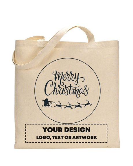 Santa Claus With a Reindeer Flying Christmas Tote Bag - Christmas Bags