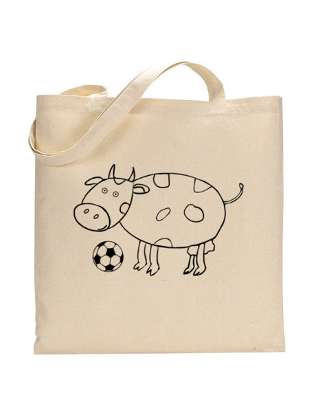 Black Color Baby Cow Tote Bag (Basic Level) - Coloring-Painting Bags for Kids