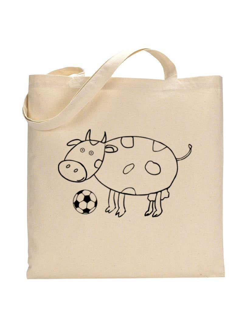 Black Color Baby Cow Tote Bag (Basic Level) - Coloring-Painting Bags f