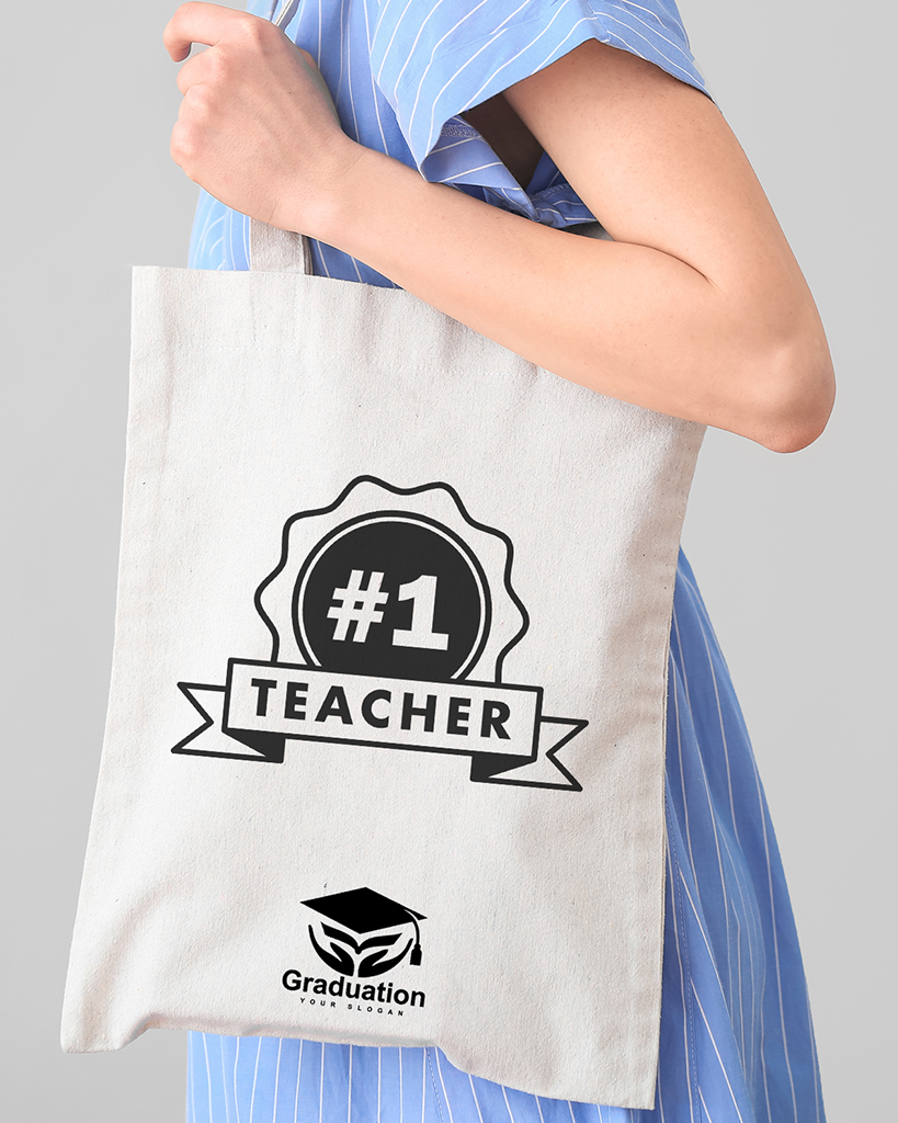 Number One Teacher Customizable Tote Bag - Teacher's Tote Bags