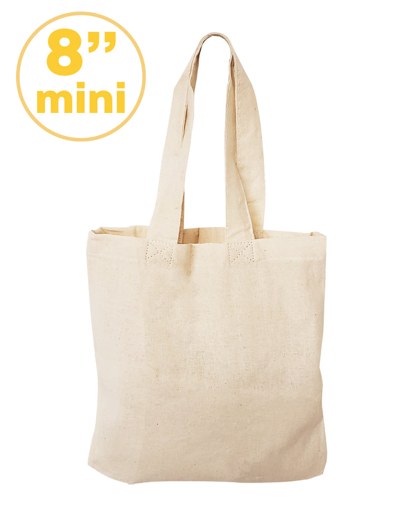 8 MINI Custom Tote Bags 100% Cotton - Personalized Favor Gift Bags