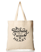 Teaching is a Work of Heart Customizable Tote Bag - Teacher's Tote Bags