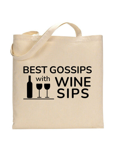 Best Gossips With Wine Sips Design - Winery Tote Bags
