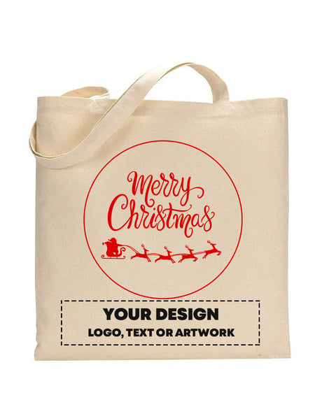 Santa Claus With a Reindeer Flying Red Color Christmas Tote Bag - Christmas Bags