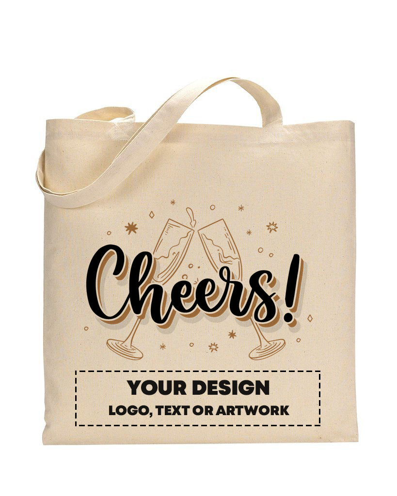 Cheers Tote Bag - New Year's Tote Bags Customized Tote Bags - Logo Tote  Bags Two Tone