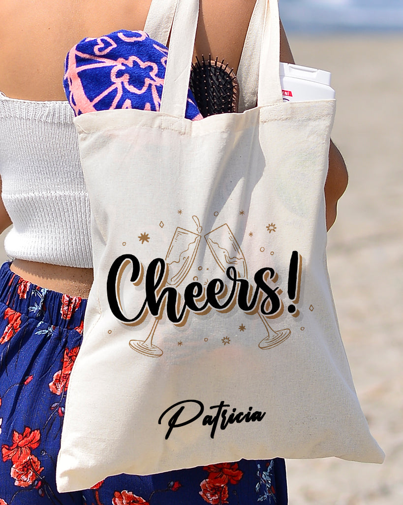 Cheers Tote Bag - New Year's Tote Bags Customized Tote Bags - Logo Tote  Bags Two Tone