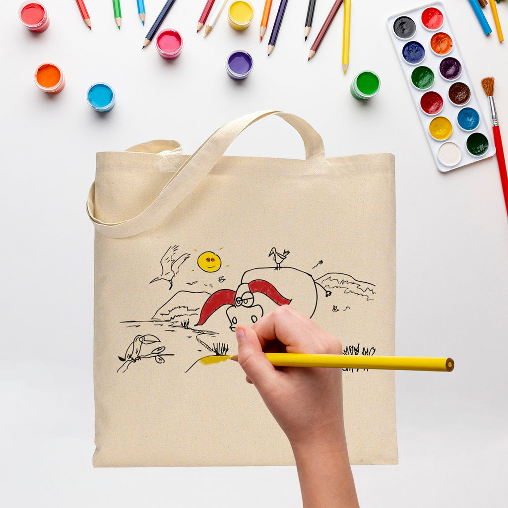 Black Color Lake Tote Bag (Advance Level) - Coloring-Painting Bags for