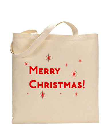 Red Color Stars Merry Christmas Tote Bag - Christmas Bags