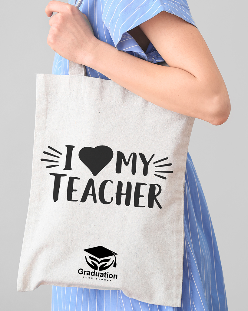 I Love My Teacher Customizable Tote Bag - Teacher's Tote Bags