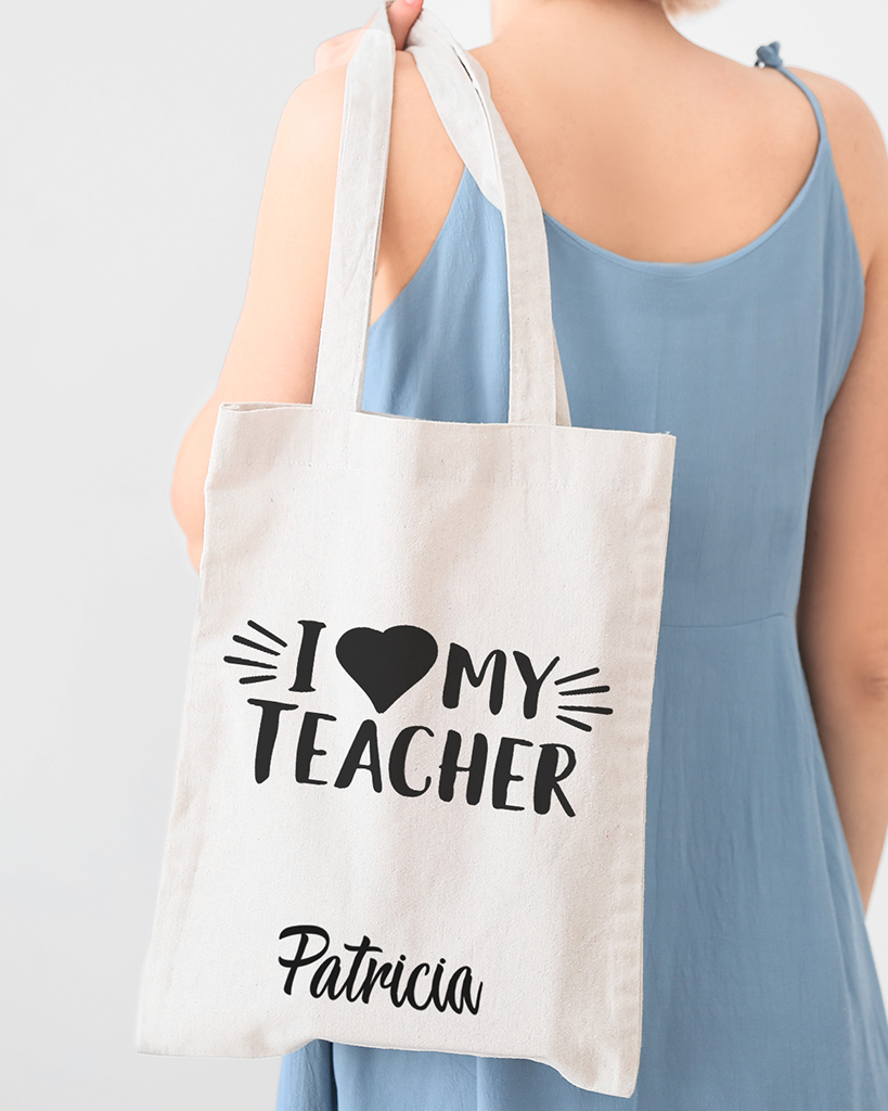 I Love My Teacher Customizable Tote Bag - Teacher's Tote Bags