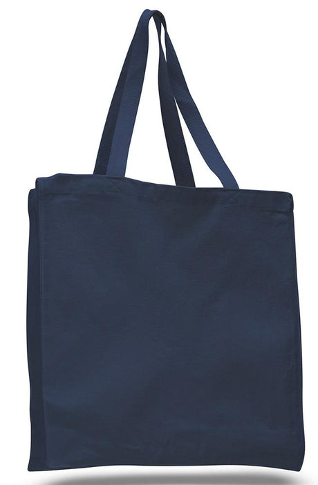 Promotional Heavy Canvas Shopping Totes With Full Gusset in Navy