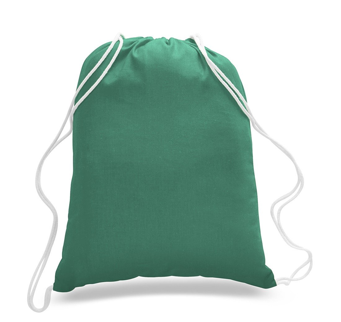 Affordable Kelly Green Cotton Drawstring Bags
