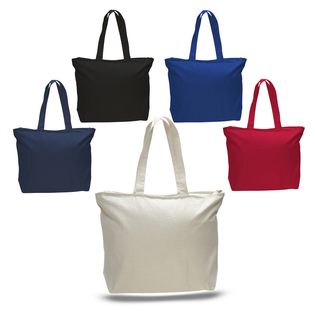 Heavy Canvas Zipper Tote Bag with Inside Zippered Pocket - TG261