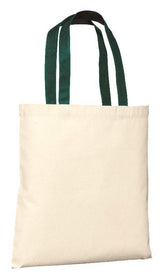 Cheap 100% Cotton Tote Bag with Dark Green Handles