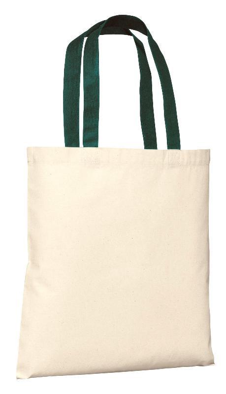 Cheap 100% Cotton Tote Bag with Dark Green Handles
