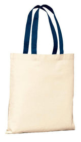 Cheap Wholesale 100% Cotton Tote Bag with Navy Handles