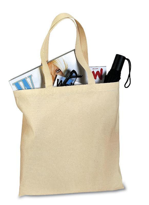 12 ct 100% Cotton Value Tote Bag with Contrast Handles - By Dozen