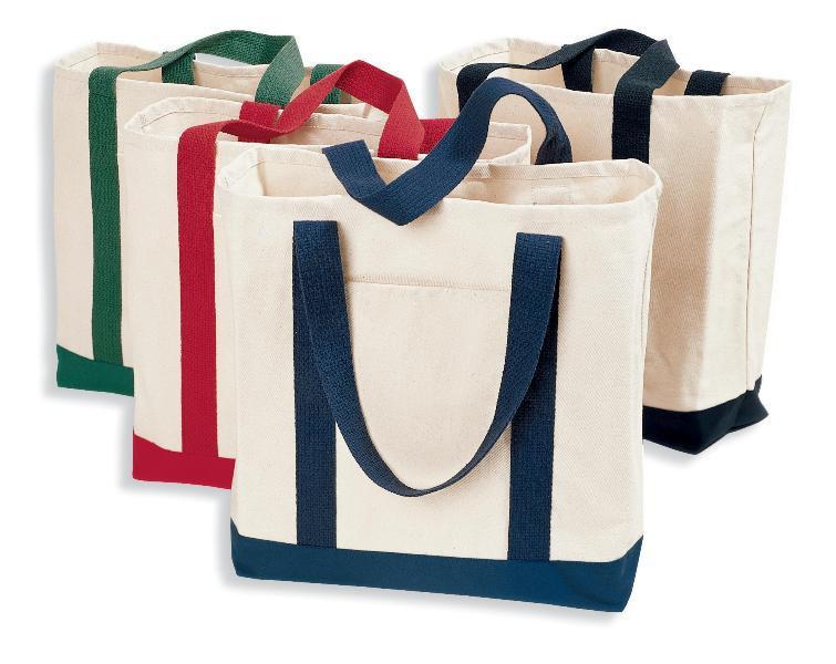 Economical Heavy Cotton Two Tone Shopping Tote Bags