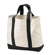 12 ct Heavy Canvas Twill Two Tone Shopping Tote Bag - By Dozen