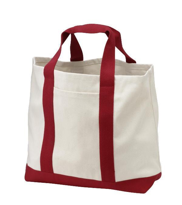 Blank Canvas Tote Bags Lot of 2 Red Straps Beige