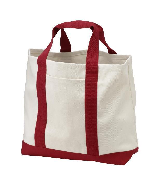 12 ct Heavy Canvas Twill Two Tone Shopping Tote Bag - By Dozen