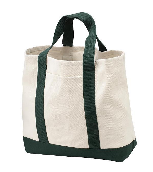Heavy Canvas Twill Two Tone Shopping Tote Bag - TF285