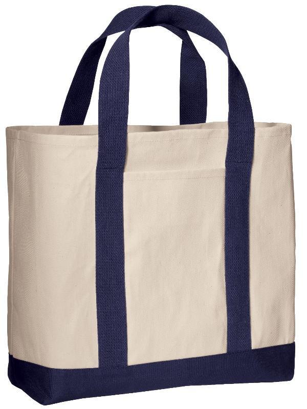 Natural/Navy Economical Heavy Cotton Two Tone Shopping Tote Bag