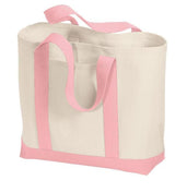 Natural/Light Pink Economical Heavy Cotton Two Tone Tote Bag