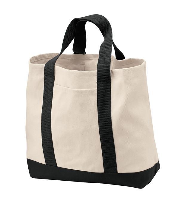 Natural/Black Economical Heavy Cotton Two Tone Shopping Bag