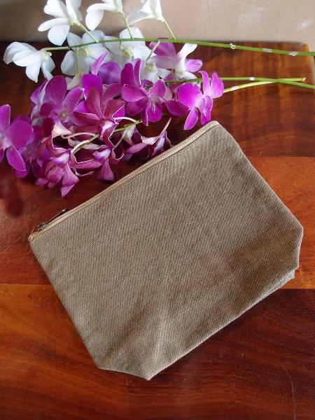 6 ct Rectangular Jute / Canvas Pouch with Zipper Closure - Pack of 6