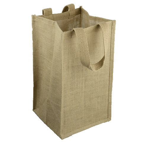 6 ct Natural Jute 4 Bottles Wine Bags / Burlap Wine Tote Bags with Removable Dividers - Pack of 6