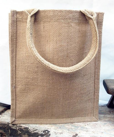 6 ct Small Burlap Bags / Jute Book Bag with Full Gusset - Pack of 6