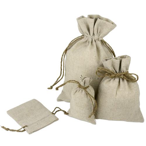 10Pcs/Lot Natural Canvas Bags Linen Drawstrings Gift Bag Thick