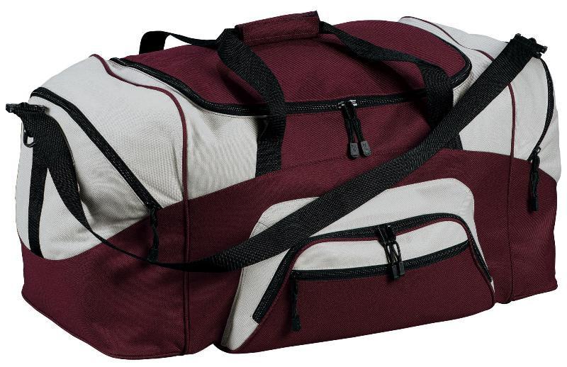 Maroon/Grey Polyester Sport Duffel Bags